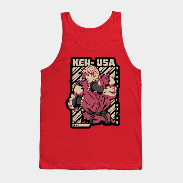 Ken USA Street Fighter fan art Tank Top by SkloIlustrator